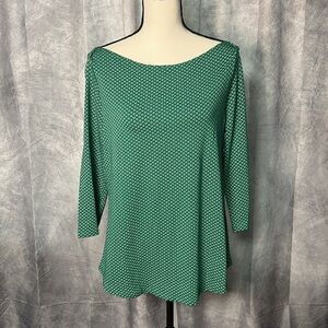 C. Wonder NWT Green Geometric Print 3/4 Sleeve Boatneck Top - Medium